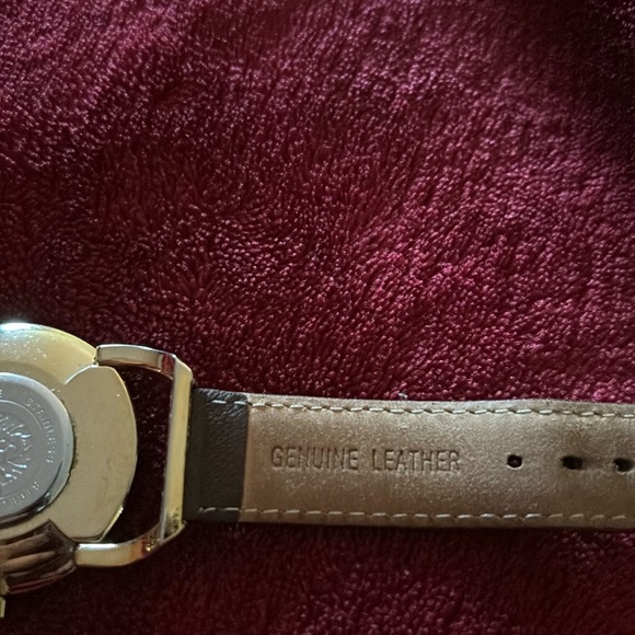 Anne Klein Genuine brown leather Strap Logo Dial gold tone wristwatch - Picture 10 of 13
